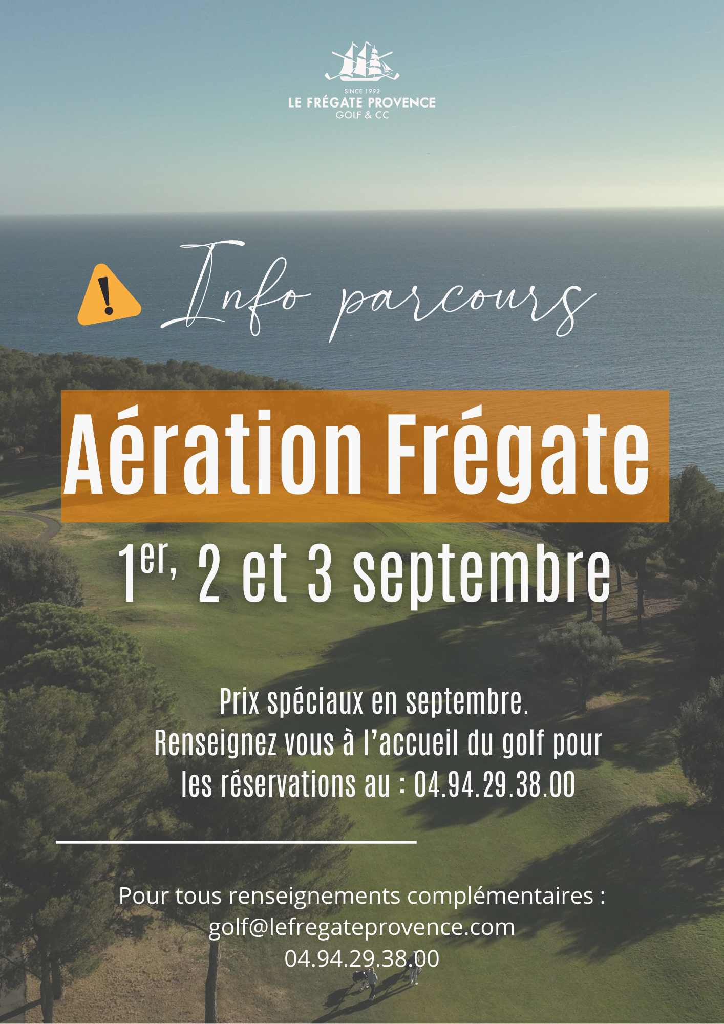 Aération Frégate 1er, 2 et 3 septembre 2025